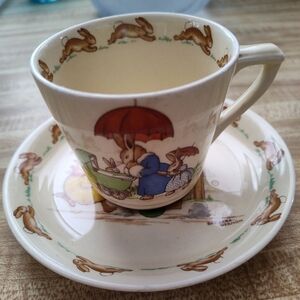 Rare Vintage 1945 Royal Doulton Bunnykins Cup  Saucer Plus Bonus  Excell…